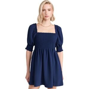 Hill House Athena Nap Mini Dress Womens Size XS Navy Blue Smocked Babydoll
